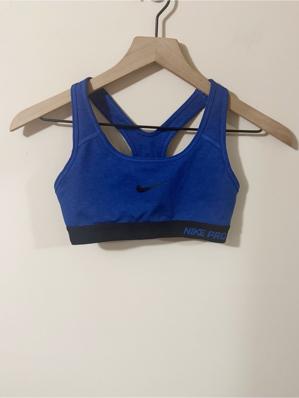 Nike Pro Dri Fit Blue Sports Bra Size XS NO PADS Activewear Gym